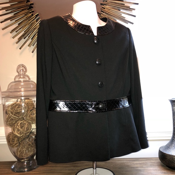 SOLD $95 Vesti croc embossed black blazer lined 16 - Picture 2 of 8